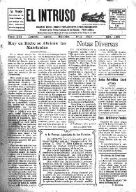 Portada:El intruso. Diario Joco-serio netamente independiente. Tomo XIII, núm. 1222, miércoles 19 de agosto de 1925