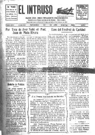 Portada:El intruso. Diario Joco-serio netamente independiente. Tomo XIV, núm. 1301, domingo 22 de noviembre de 1925
