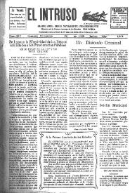 Portada:El intruso. Diario Joco-serio netamente independiente. Tomo XIV, núm. 1304, jueves 26 de noviembre de 1925