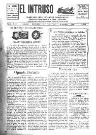 Portada:El intruso. Diario Joco-serio netamente independiente. Tomo XIV, núm. 1309, miércoles 2 de diciembre de 1925