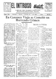 Portada:El intruso. Diario Joco-serio netamente independiente. Tomo XIV, núm. 1344, viernes 15 de enero de 1926