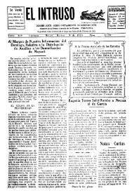 Portada:El intruso. Diario Joco-serio netamente independiente. Tomo XIV, núm. 1389, martes 9 de marzo de 1926