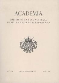 Portada:Academia : Anales y Boletín de la Real Academia de Bellas Artes de San Fernando. Núm. 39, segundo semestre de 1974