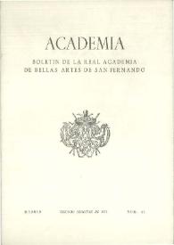 Portada:Academia : Anales y Boletín de la Real Academia de Bellas Artes de San Fernando. Núm. 41, segundo semestre de 1975