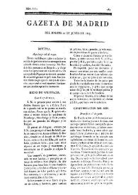 Portada:Gazeta de Madrid. 1809. Núm. 171, 20 de junio de 1809