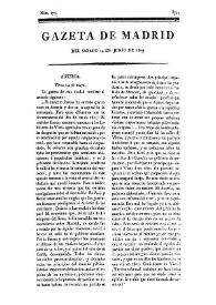 Portada:Gazeta de Madrid. 1809. Núm. 175, 24 de junio de 1809