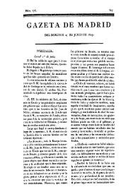 Portada:Gazeta de Madrid. 1809. Núm. 176, 25 de junio de 1809