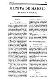 Portada:Gazeta de Madrid. 1809. Núm. 198, 17 de julio de 1809