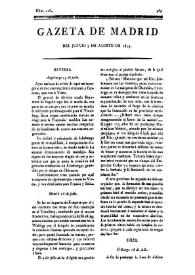 Portada:Gazeta de Madrid. 1809. Núm. 216, 3 de agosto de 1809