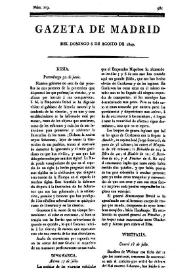 Portada:Gazeta de Madrid. 1809. Núm. 219, 6 de agosto de 1809