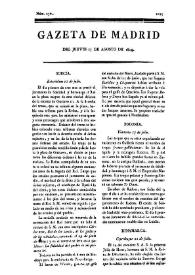 Portada:Gazeta de Madrid. 1809. Núm. 230, 17 de agosto de 1809