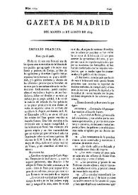 Portada:Gazeta de Madrid. 1809. Núm. 235, 22 de agosto de 1809