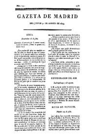 Portada:Gazeta de Madrid. 1809. Núm. 244, 31 de agosto de 1809
