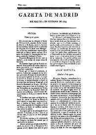 Portada:Gazeta de Madrid. 1809. Núm. 249, 5 de septiembre de 1809