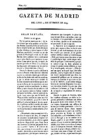 Portada:Gazeta de Madrid. 1809. Núm. 269, 25 de septiembre de 1809