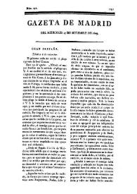 Portada:Gazeta de Madrid. 1809. Núm. 271, 27 de septiembre de 1809