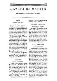 Portada:Gazeta de Madrid. 1809. Núm. 273, 29 de septiembre de 1809