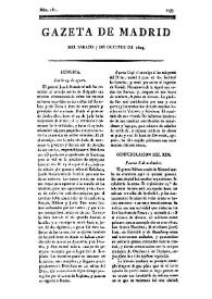 Portada:Gazeta de Madrid. 1809. Núm. 281, 7 de octubre de 1809
