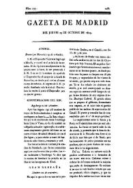 Portada:Gazeta de Madrid. 1809. Núm. 293, 19 de octubre de 1809