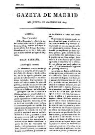 Portada:Gazeta de Madrid. 1809. Núm. 307, 2 de noviembre de 1809