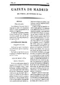 Portada:Gazeta de Madrid. 1809. Núm. 308, 3 de noviembre de 1809