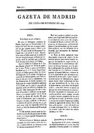 Portada:Gazeta de Madrid. 1809. Núm. 311, 6 de noviembre de 1809