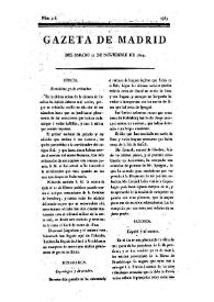 Portada:Gazeta de Madrid. 1809. Núm. 316, 11 de noviembre de 1809