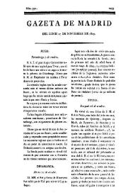 Portada:Gazeta de Madrid. 1809. Núm. 332, 27 de noviembre de 1809