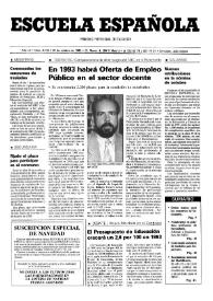 Portada:Escuela española. Año LII, núm. 3116, 22 de octubre de 1992
