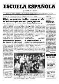 Portada:Escuela española. Año LII, núm. 3125, 24 de diciembre de 1992