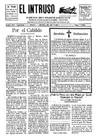 Portada:El intruso. Diario Joco-serio netamente independiente. Tomo XV, núm. 1453, martes 25 de mayo de 1926