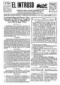Portada:El intruso. Diario Joco-serio netamente independiente. Tomo XV, núm. 1460, miércoles 2 de junio de 1926