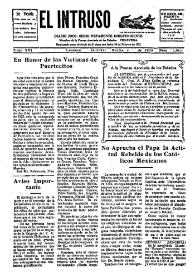 Portada:El intruso. Diario Joco-serio netamente independiente. Tomo XVI, núm. 1513, martes 3 de agosto de 1926