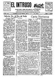 Portada:El intruso. Diario Joco-serio netamente independiente. Tomo XVI, núm. 1543, martes 7 de septiembre de 1926
