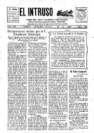 Portada:El intruso. Diario Joco-serio netamente independiente. Tomo XVI, núm. 1581, viernes 22 de octubre de 1926