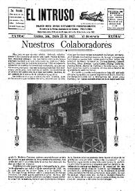 Portada:El intruso. Diario Joco-serio netamente independiente. VI aniversario, Extra!, 23 de enero de 1927