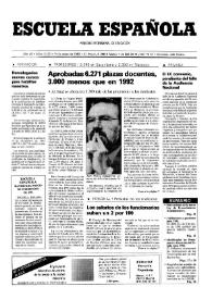 Portada:Escuela española. Año LIII, núm. 3127, 14 de enero de 1993