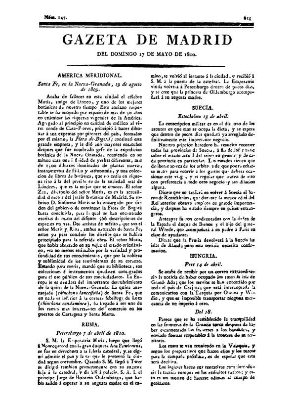 Gazeta de Madrid. 1810. Núm. 147, 27 de mayo de 1810 | Biblioteca Virtual Miguel de Cervantes