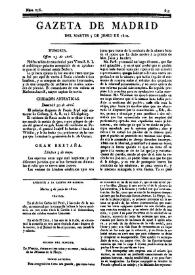 Portada:Gazeta de Madrid. 1810. Núm. 156, 5 de junio de 1810