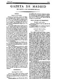 Portada:Gazeta de Madrid. 1810. Núm. 324, 20 de noviembre de 1810