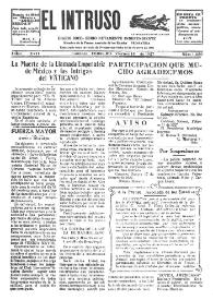 Portada:El intruso. Diario Joco-serio netamente independiente. Tomo XVII, núm. 1680, viernes 18 de febrero de 1927