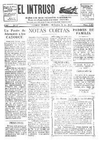 Portada:El intruso. Diario Joco-serio netamente independiente. Tomo XVII, núm. 1696, miércoles 9 de marzo de 1927