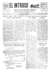 Portada:El intruso. Diario Joco-serio netamente independiente. Tomo XVIII, núm. 1747, sábado 7 de mayo de 1927