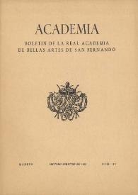 Portada:Academia : Anales y Boletín de la Real Academia de Bellas Artes de San Fernando. Núm. 21, segundo semestre de 1965