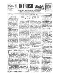 Portada:El intruso. Diario Joco-serio netamente independiente. Tomo XIX, núm. 1829, viernes 12 de agosto de 1927