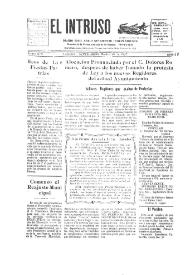 Portada:El intruso. Diario Joco-serio netamente independiente. Tomo XIX, núm. 1863, martes 20 de septiembre de 1927