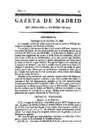 Portada:Gazeta de Madrid. 1809. Núm. 11, 11 de enero de 1809