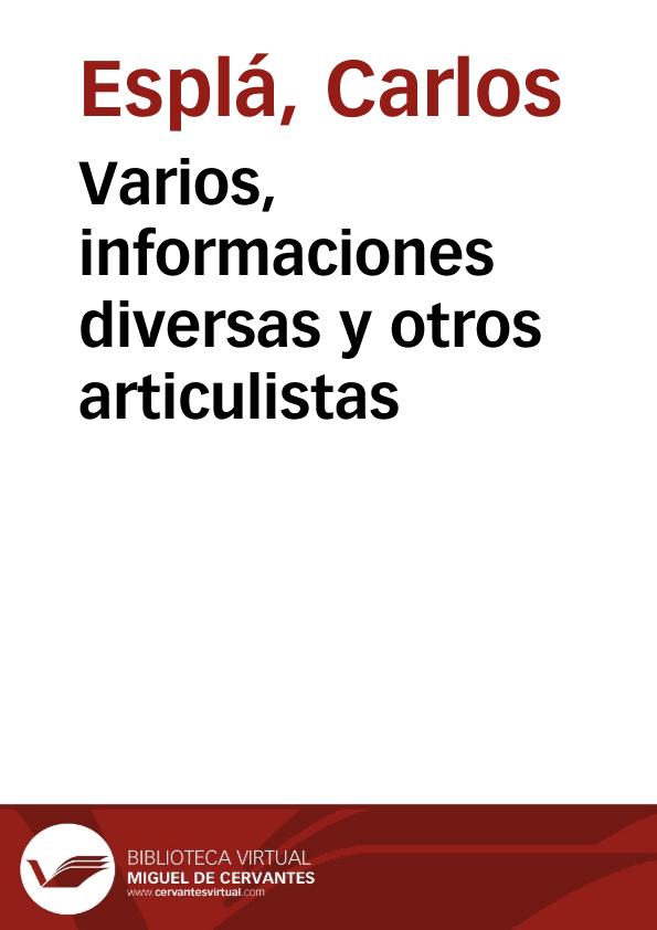 Varios, informaciones diversas y otros articulistas | Biblioteca Virtual Miguel de Cervantes