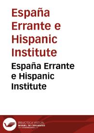 Portada:España Errante e Hispanic Institute