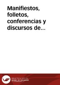 Manifiestos, folletos, conferencias y discursos del exilio | Biblioteca Virtual Miguel de Cervantes